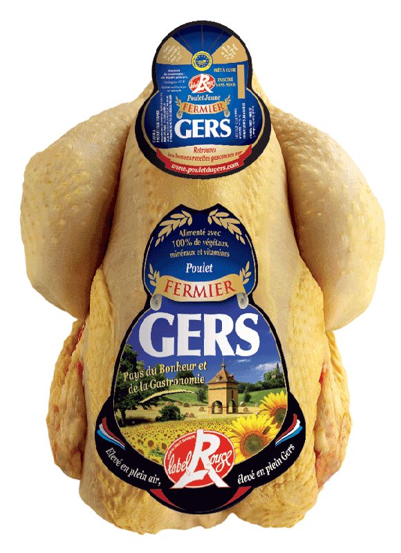 poulet jaune fermier, gers, label rouge, IGP, 1,6-1,8kg