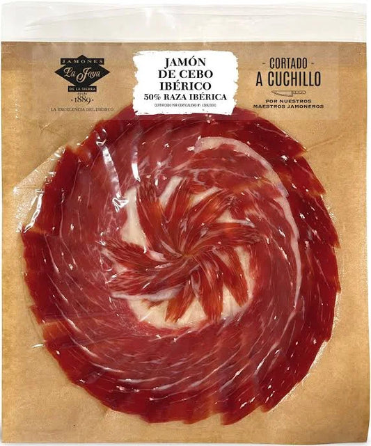 jamon iberico de cebo cortado à cuchillo 90Gr.