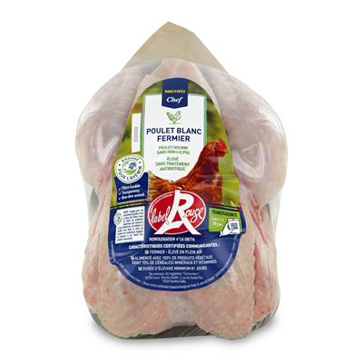 poulet blanc fermier, label rouge, 1,4 - 1,6