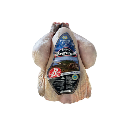 poulet fermier noir, 1,6 - 1,8, label rouge IGP bretagne